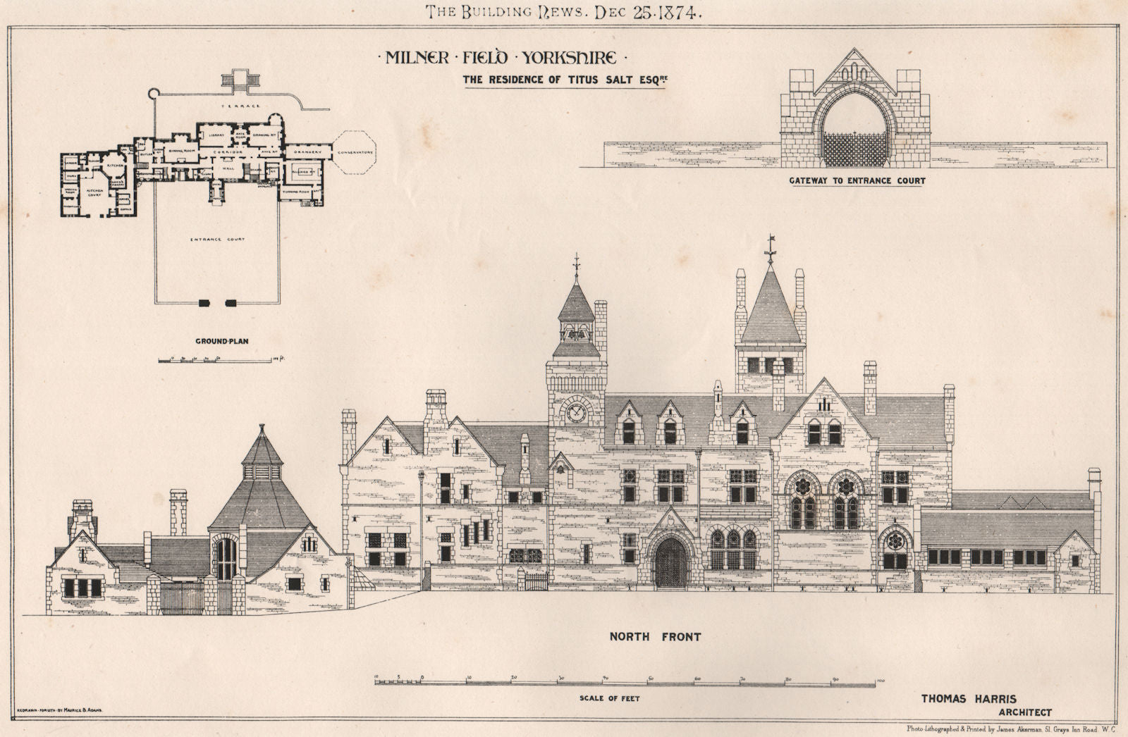 Milner Field, Yorkshire; The residence of Titus Salt; Thomas Harris Archt 1874